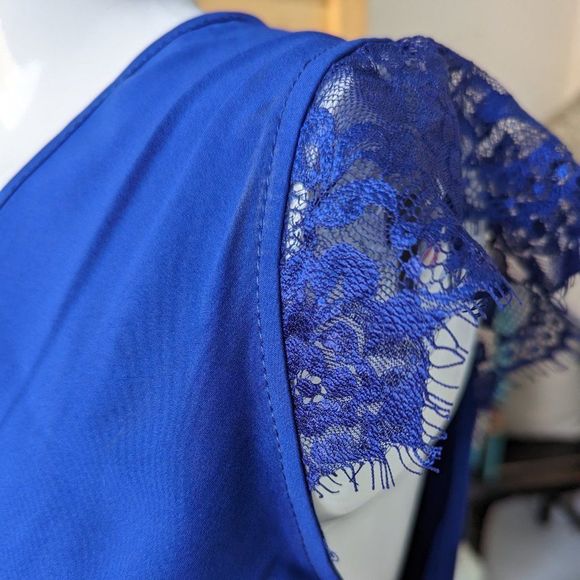 Skort Nautical Blue with lace shoulders and bottom Cross over Skort Size Large - Picture 2 of 10